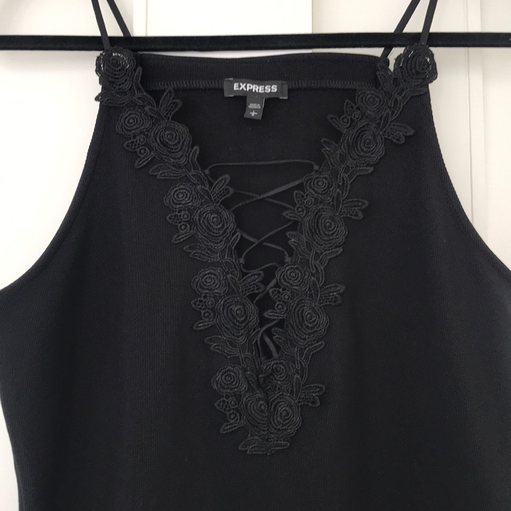 Body suit with lace up neckline detail